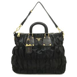 Borsa a spalla 2-Way Gather in Tessuto Prada