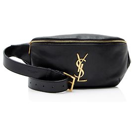 Borsa cintura classica Saint Laurent in pelle di vitello Monogram Cassandre