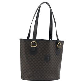 Autre Marque CELINE Macadam Canvas Tote Bag PVC Leather Black Gold