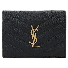 Saint Laurent Portamonete con patta Monogram Nero