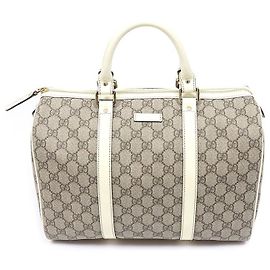 Gucci Bolsa Boston Joy Medium em PVC branco patente com logo GG