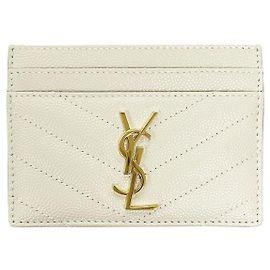 Saint Laurent Tarjetero Monogram Matelassé Cream White