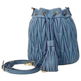 Borsa a secchiello Miu Miu Matelassé blu in pelle