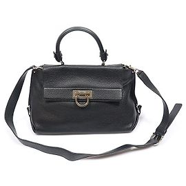 Salvatore Ferragamo Black Calfskin Gancini Sophia Small