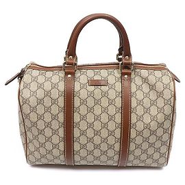 Gucci Borsa Boston Media Tote Pelle Marrone Logo GG