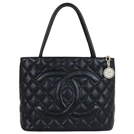 Chanel Portamonete Medallion Nero Argento Caviar Vintage