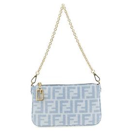 Pochette Baguette Fendi en denim bleu clair