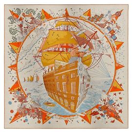 Hermès Flagship Shawl 140 Orange Cashmere Silk