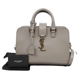 Saint Laurent Borsa a tracolla Cabas Baby Leather Grigia con dettagli dorati