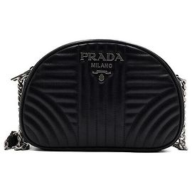 Prada Bolsa de Ombro e Bolsa Tiracolo Black Diagram Silver Chain