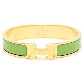 Hermès Bracelete Click H PM Verde Dourado