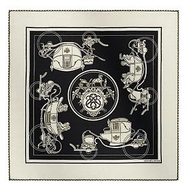 Bufanda Hermès Ex-Libris Blanca de Cachemira y Seda