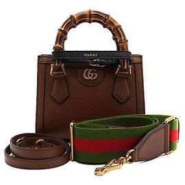Gucci Mini bolso tote de cuero marrón con asa de bambú