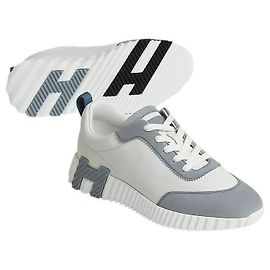 Hermès Bouncing Sneakers Sportschuhe für Damen Wildleder Ziegenleder White Blue Galet