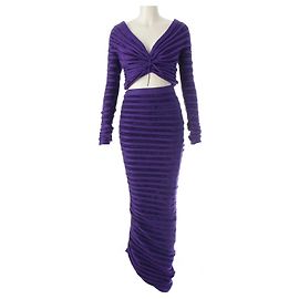 Alaïa Set aus violettem Strick-Oberteil und Rock