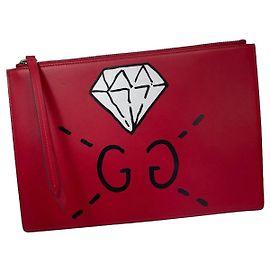 Gucci Pochette Diamond GO in pelle rossa