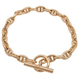 Hermès Bracciale Charm Hermes Chaine d'Ancre TPM in Oro Rosa