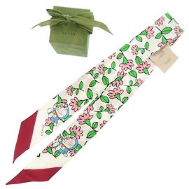 Lenço de seda multicolorido Gucci x Doraemon