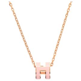 Hermès Hermes Pop H Mini Pink Rose Gold Hardware Halskette