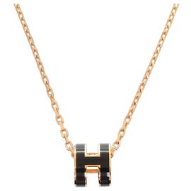 Hermès Collana Hermes Pop H Mini Nera con hardware Rose Gold