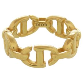 Christian Dior CD NAVY Logo Gold Band Ring