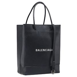 Saco Shopping Tote BALENCIAGA XXS Couro 2way Preto Prata 568817 Auth 199871A