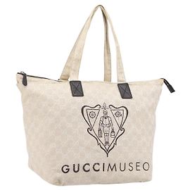GUCCI GG Canvas Museo Tote Bag Ivory Silver 283416 Auth 199855