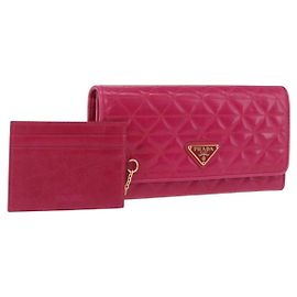 PRADA Langbeutel aus Leder Rosa Gold Auth 200115V