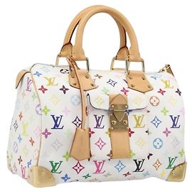 LOUIS VUITTON Monogram Multicolor Speedy 30 Hand Bag White M92643 Auth 200161SAV