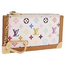LOUIS VUITTON Multicolor Pochette Cles Coin Purse White M92655 LV Auth 202006A