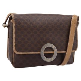 Céline Borsa a tracolla CELINE Macadam Canvas PVC Leather Brown Gold Auth bs36938
