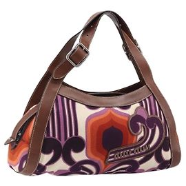 Borsa a mano Miu Miu Canvas Purple Brown Auth 199357A