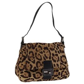 Bolso FENDI Mamma Baguette estampado de leopardo en cuero Harako marrón Auth yk20789SAM