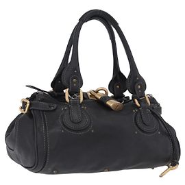 Chloé Bolsa Chloe Paddington em couro preto ouro prata autêntica ki6773M