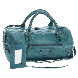 BALENCIAGA Bolsa de mão The Twiggy em couro 2way Verde 128523 Auth 199185V
