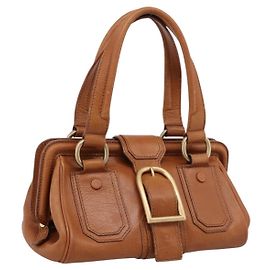 Céline CELINE Doctors Hand Bag Leather Brown Gold Auth 199386A