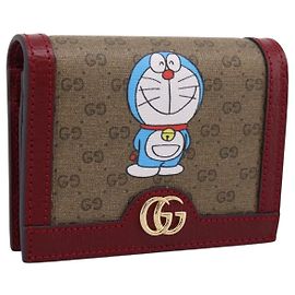 GUCCI Micro GG Supreme Doraemon Kompakt-Portemonnaie PVC Beige 647788 Auth 201012M