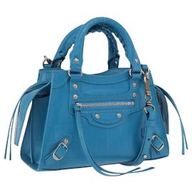 BALENCIAGA Borsa Neo Classic City Mini Bag in pelle 2way Blu 638524 Auth 200089SAM