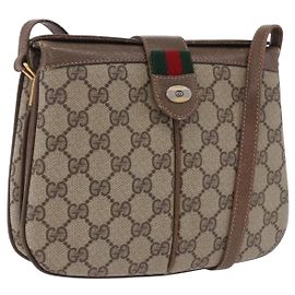 Borsa GUCCI GG Supreme Web Sherry Line PVC Beige Gold 10 02 037 Auth ka5946