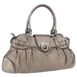 Borsa Salvatore Ferragamo Gancini in pelle Oro Argento Auth 200055A