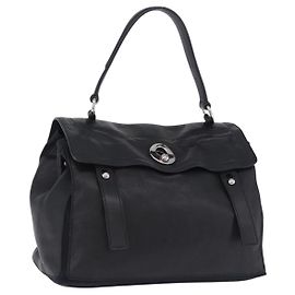 SAINT LAURENT Borsa a mano Muse Toe in pelle nera e argento 197149 Auth 199840A