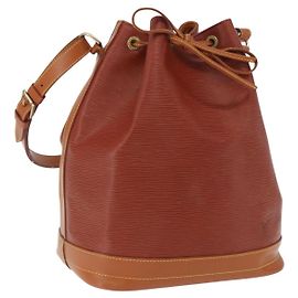 LOUIS VUITTON Bolso de hombro Epi Noe Brown Zipang gold M44028 LV Auth 200847A