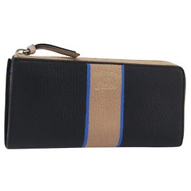 Cartera larga GUCCI de cuero negra y dorada 368232 Auth 199849A