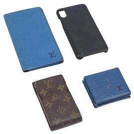 LOUIS VUITTON Epi For iPhone Xs Max Cell Phone Case 4 Set Blue Black Auth 198576