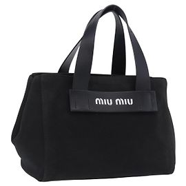 Borsa a mano Miu Miu Canvas Black Gold Tone Auth 202181A