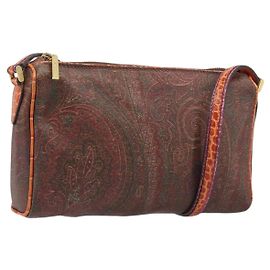 ETRO Schultertasche PVC Canvas Brown Bordeaux Auth 202326V