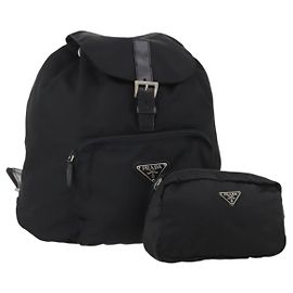 PRADA Set di 2 pochette in nylon Nero Auth 196167