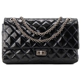 CHANEL - Borsa a tracolla Chanel 2.55 in pelle verniciata blu navy