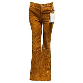 Autre Marque Pantalones Micro Flare de Gamuza SPRWMN Cognac Flower Five Pocket