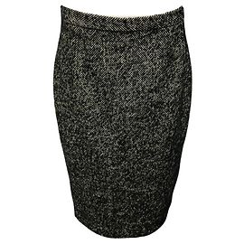 Falda lápiz de tweed negro / marfil Dolce & Gabbana